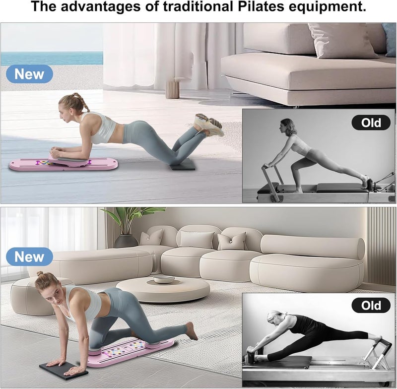 Lpter Pilates Board - 2025 Updated Pilates Reformer Machine Set, Multi-Purpose Foldable Pilates Reformer Board for Home, 6 in 1 Pilates Sliding Board - Image 2